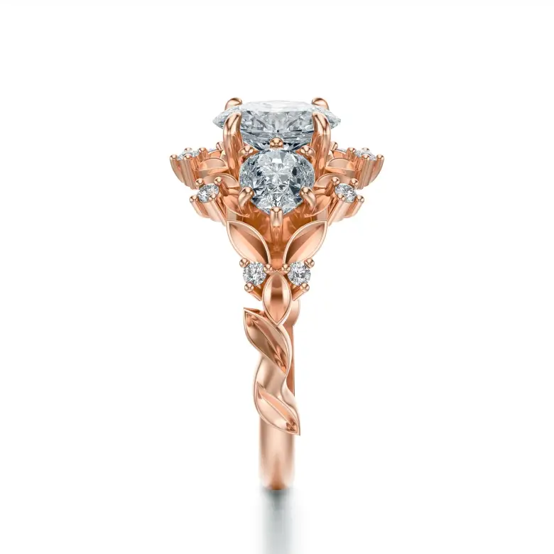 Pierścionek liście różowe złoto SBPZ_029